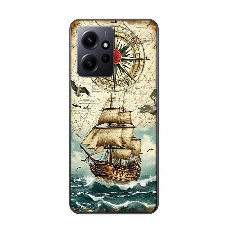 Compass Map Voyage Phone Case For Redmi 12 13C 12C 15C 9 10 10C Note 13 Pro Plus 14 15 Pro 9T 9C 9A TPU Soft Cover Clear Cell Ca