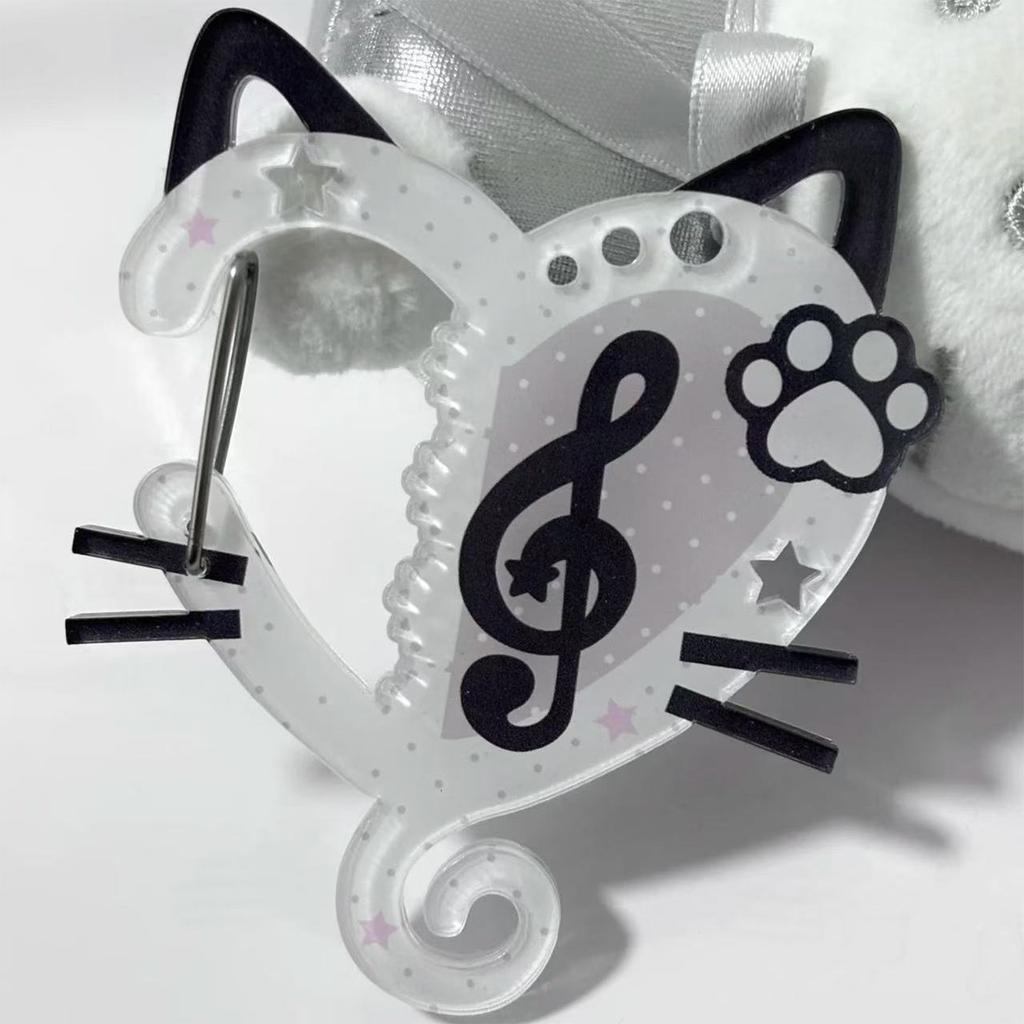 Acrylic Musical Notes Carabiner Cartoon Cats Pendant Keychain Bag Charm Ornament Decoration for Women and Students