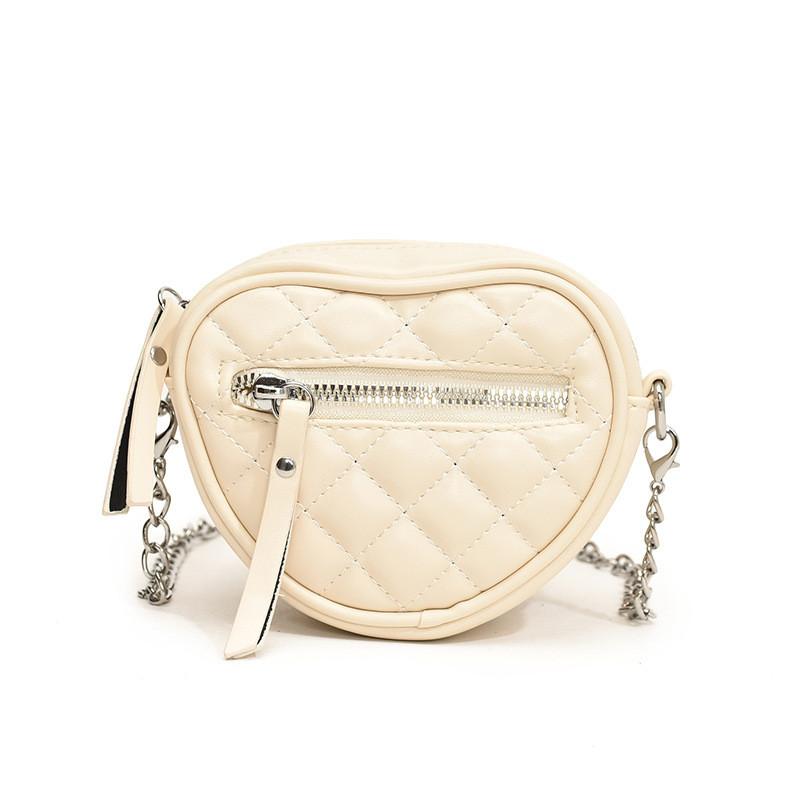 Kids Love Heart Chain Crossbody Bag Pink Pu Coin Wallet With Trendy Stitching