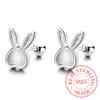 925 Sterling Silver Cute Rabbit Thread Stud Earrings For Women Kids Simple Ins Ear Wedding Party Jewelry Gift Female Pendientes