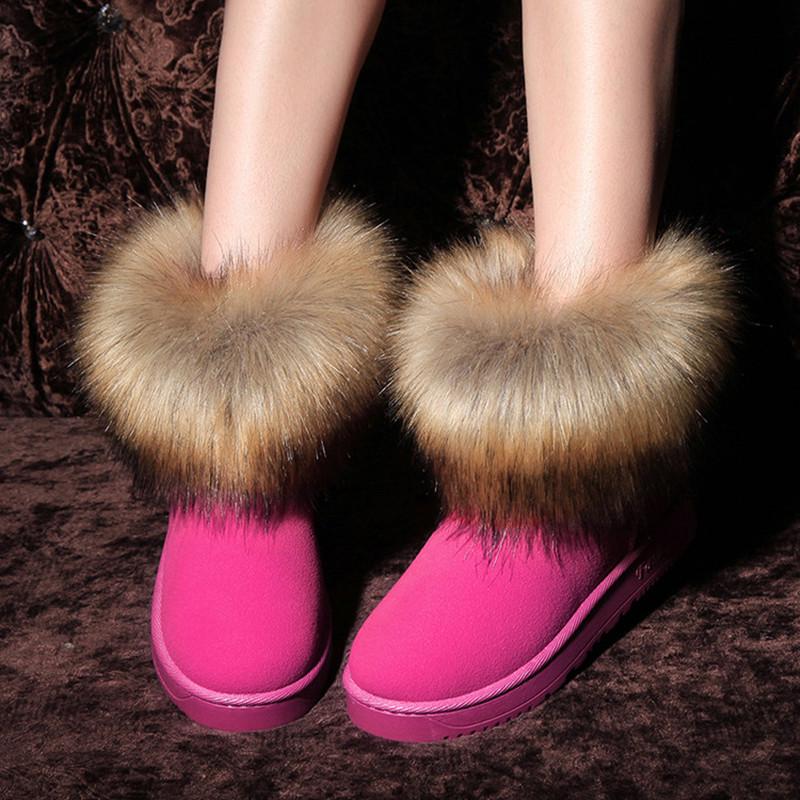 Fox Fluffy Snow Boots, Women's Cotton Boots, Plush Thermal Women's Shoes, Winter Mid-low Cotton Shoes