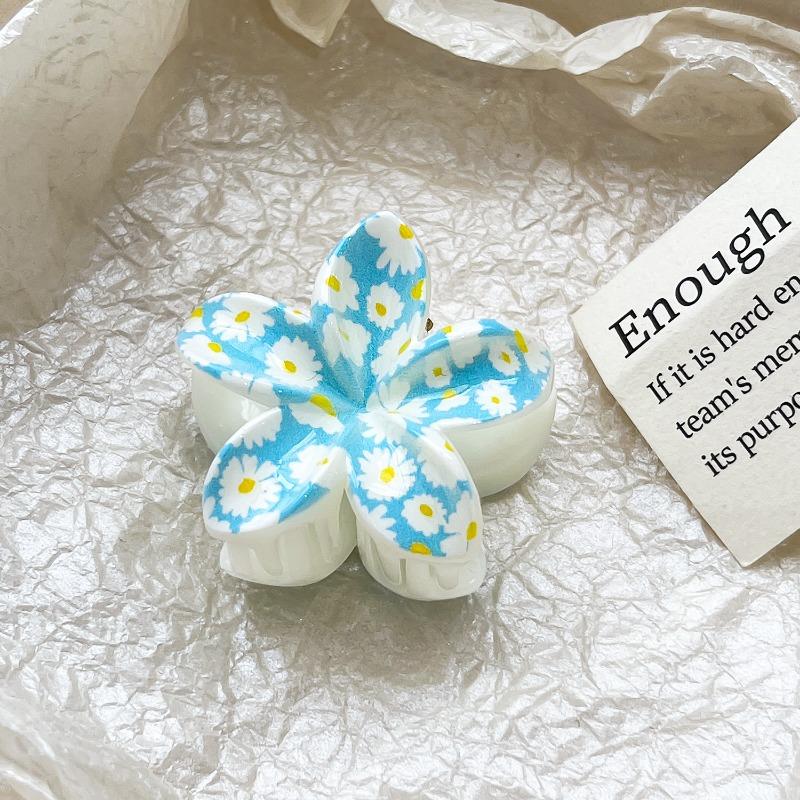 Romantic Frangipani Hair Clips with Printed Hairpins and Flower Hairpins for The Back of The Head