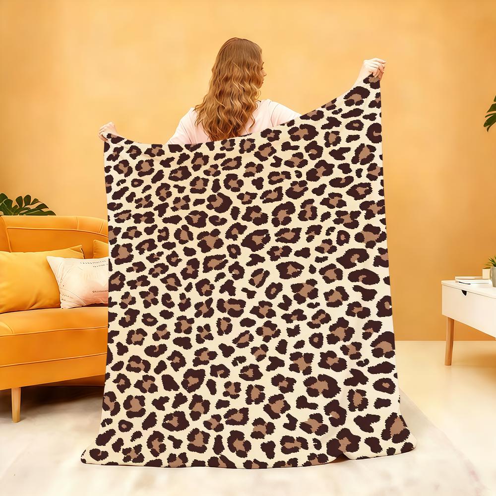 Leopardenmuster Kuhhautmuster Decke Weiche Überwurfdecke für Zuhause Schlafzimmer Bett Sofa Picknick Reise Büro Ruhedecke Geschenk