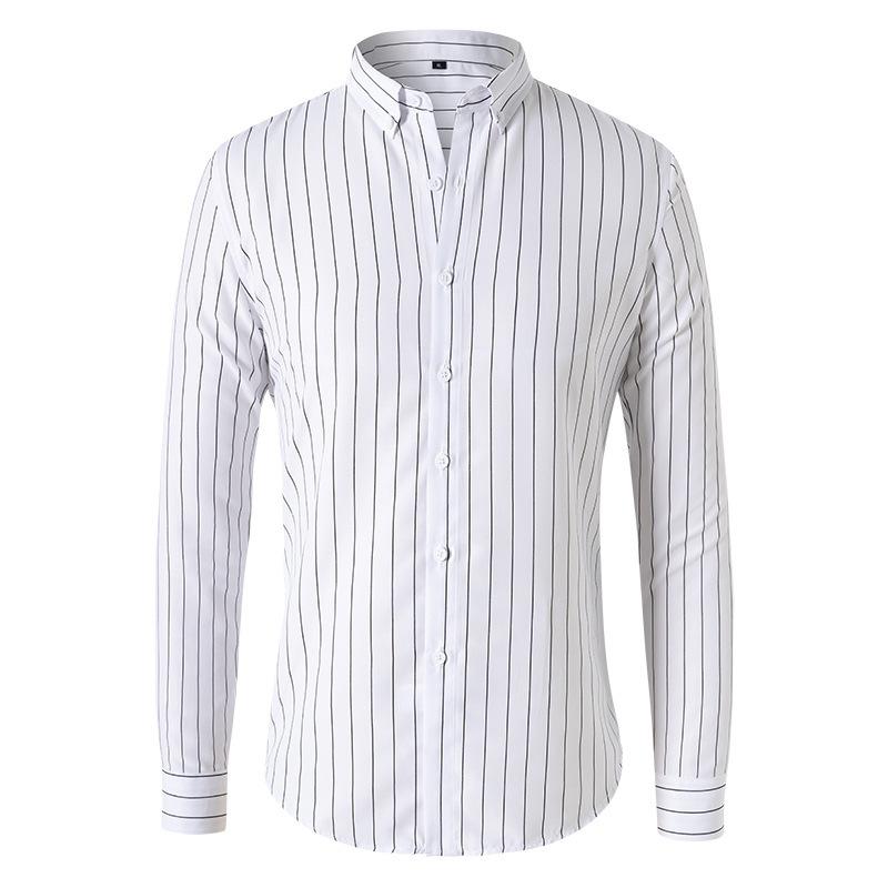 Spring And Autumn Men's Long-sleeved Shirt Trend Slim Youth Casual Men's Striped Shirt