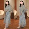 Qooth Women A-line Tulle Gradient Ruffle Skirt Wide Hem Mid Length Elastic Waist Casual Skirt QT2636