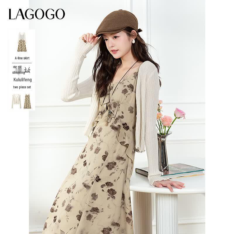 LAGOGO 2025 Women s Printed Two-Piece Dress Set S