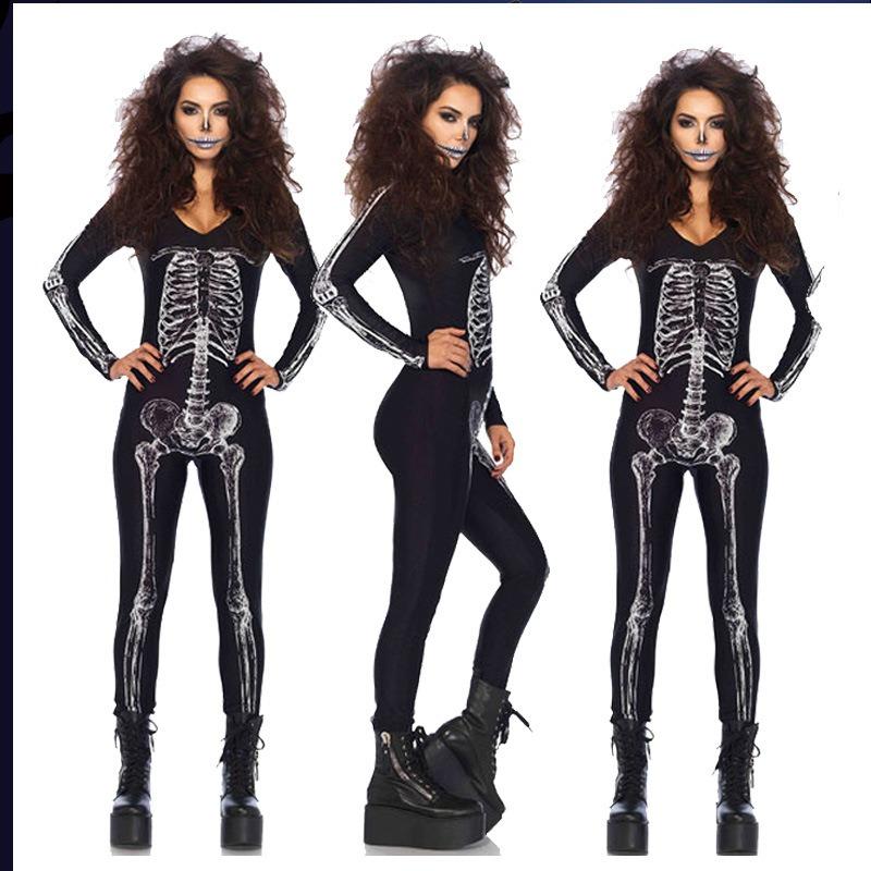 Halloween Dress Print Ghost Bride Cosplay Costume Bar Ghost Festival Masquerade Ball Stage Dress Cosplay