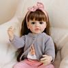 Popular 22 Inch Reborn Babies Dolls Betty 55cm Full Vinyl Body Beautiful Baby Girl Dolls Wear Gray Cardigan Suits Lifelike Simulation Dolls for Kids