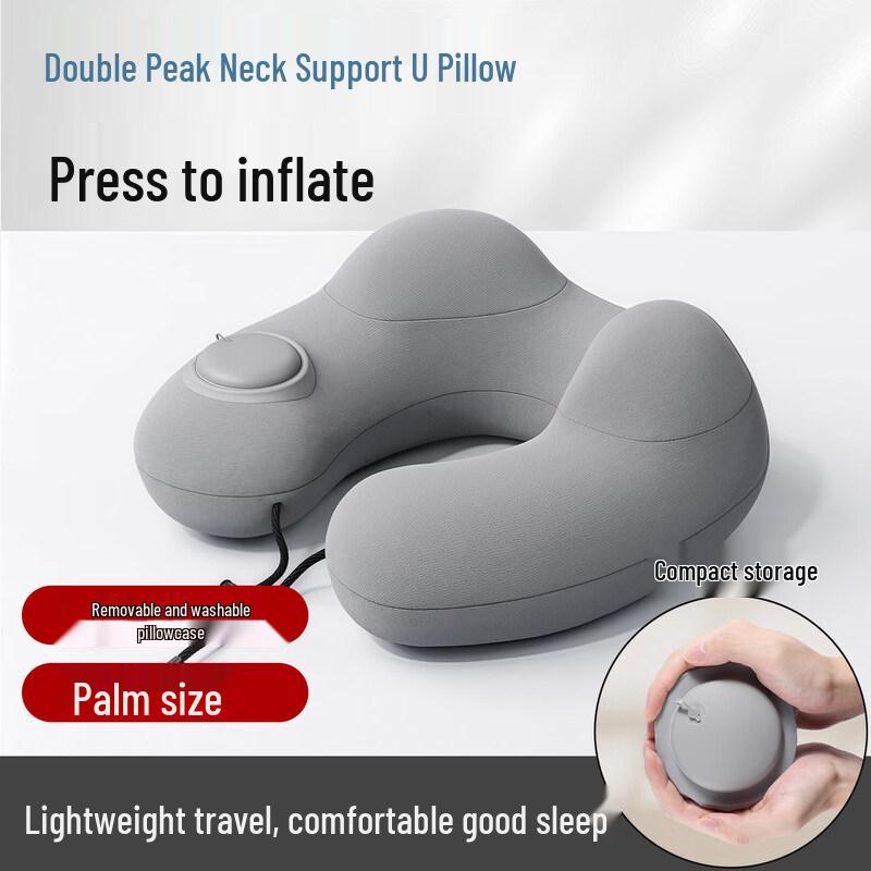 Kasisc Inflatable Double Hump U-shaped Neck Pillow