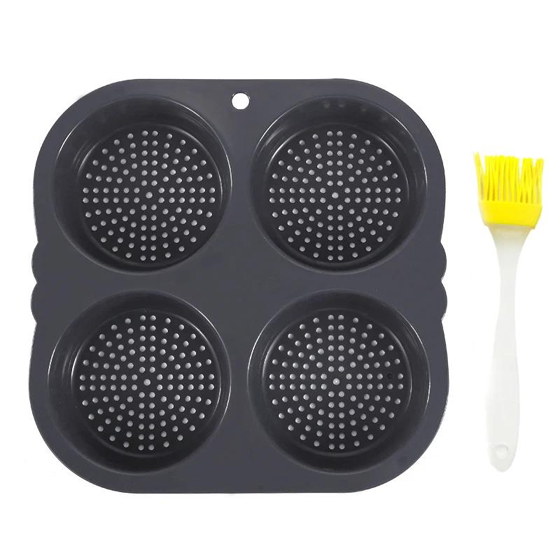 Non-Stick Silicone Hamburger Bun Pan and Muffin Tray Baking Mold for Bread Cupcakes Cakes and Pastries Kitchen Bakeware Tools