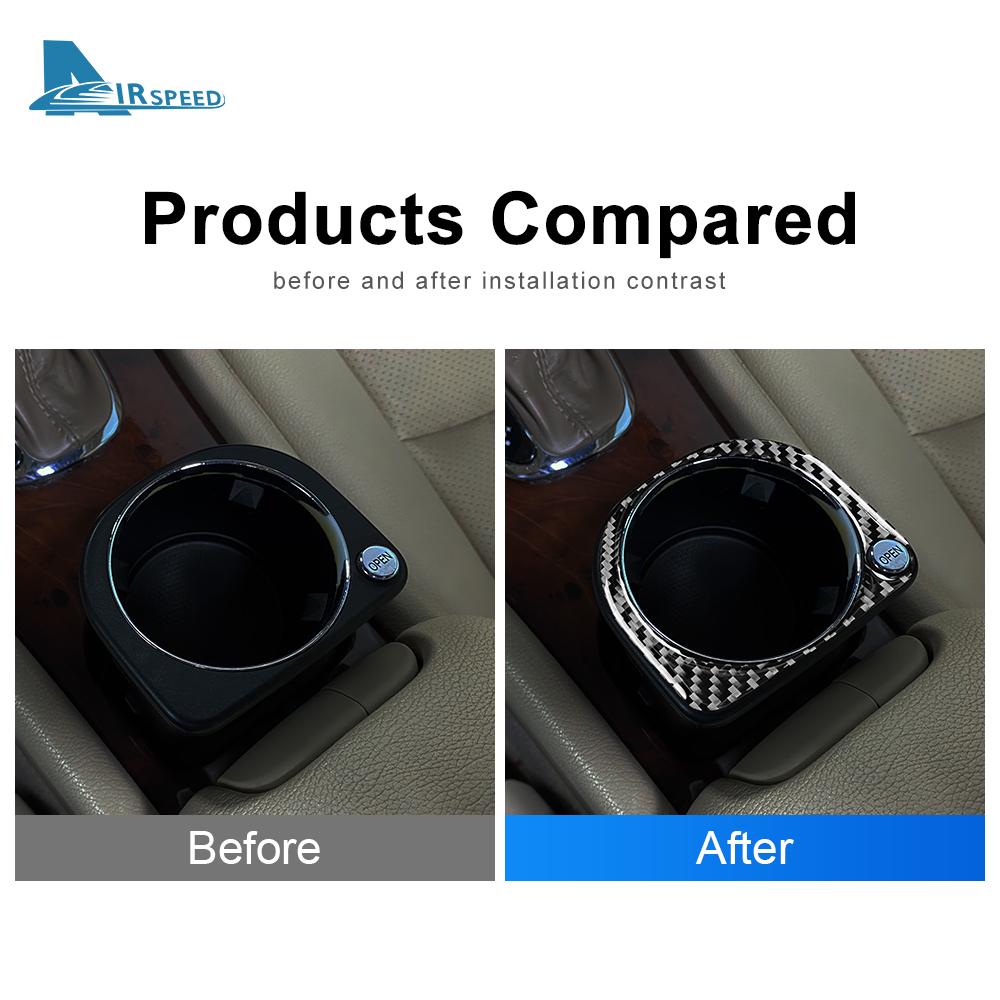 Real Soft Carbon Fiber for Mercedes Benz C Class W203 2005 2006 2007 Car Water Cup Frame Trim Sticker Interior Accessories