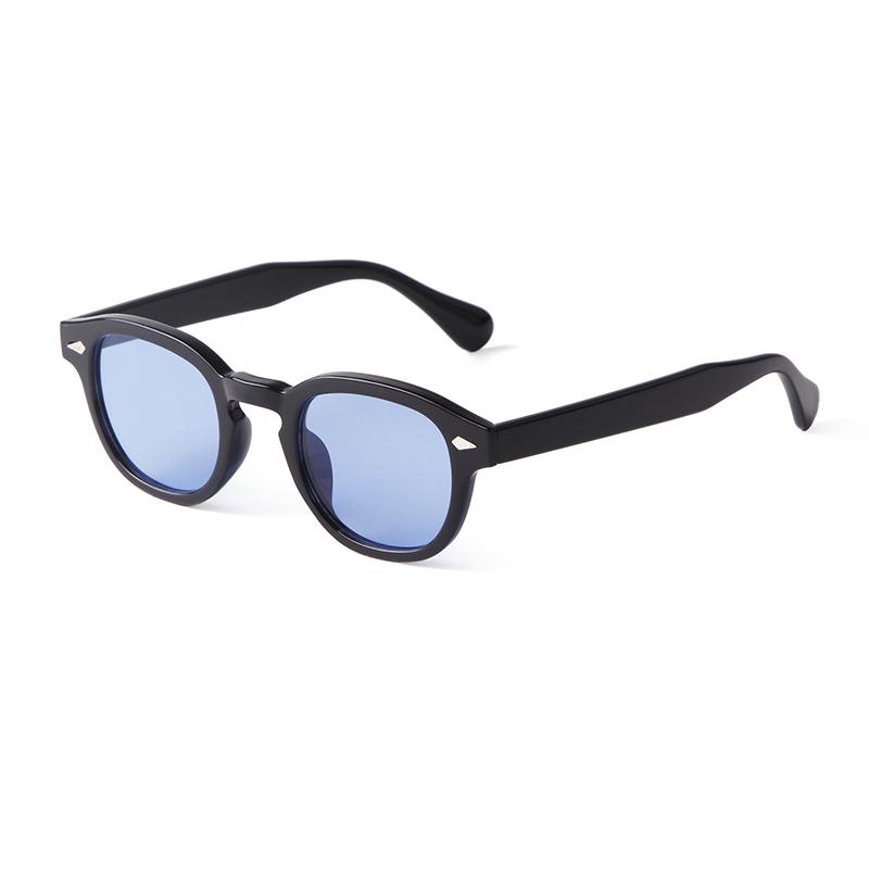 Vintage Schildpatt Runde Sonnenbrille Damen Herren Markendesign Retro Nieten Gelb Blaue Gläser Quadratische Sonnenbrille Weiblich UV400