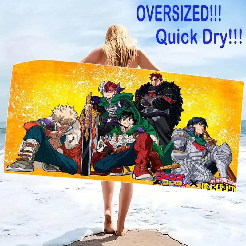 My Hero Academia Print Beach Towel, Large Soft Quick Dry Towel for Beach Camping Swimming
