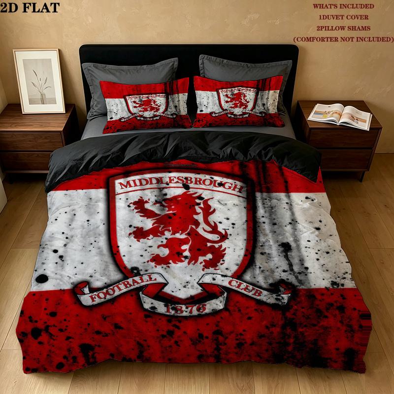 Middlesbrough Bedding Quilt Set Quilt Cover Pillowcase Home Decoration Birthday Gift (1 * duvet cover + 2 * pillowcase, without core)