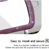 Car Sun Visor Mirror, Bling Reinestone Crystal Visor Makeup Vanity Cosmetic Mirror Clip for Women Girls, Automotive Mirror Light Sun Shading