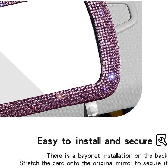Car Sun Visor Mirror, Bling Reinestone Crystal Visor Makeup Vanity Cosmetic Mirror Clip for Women Girls, Automotive Mirror Light Sun Shading