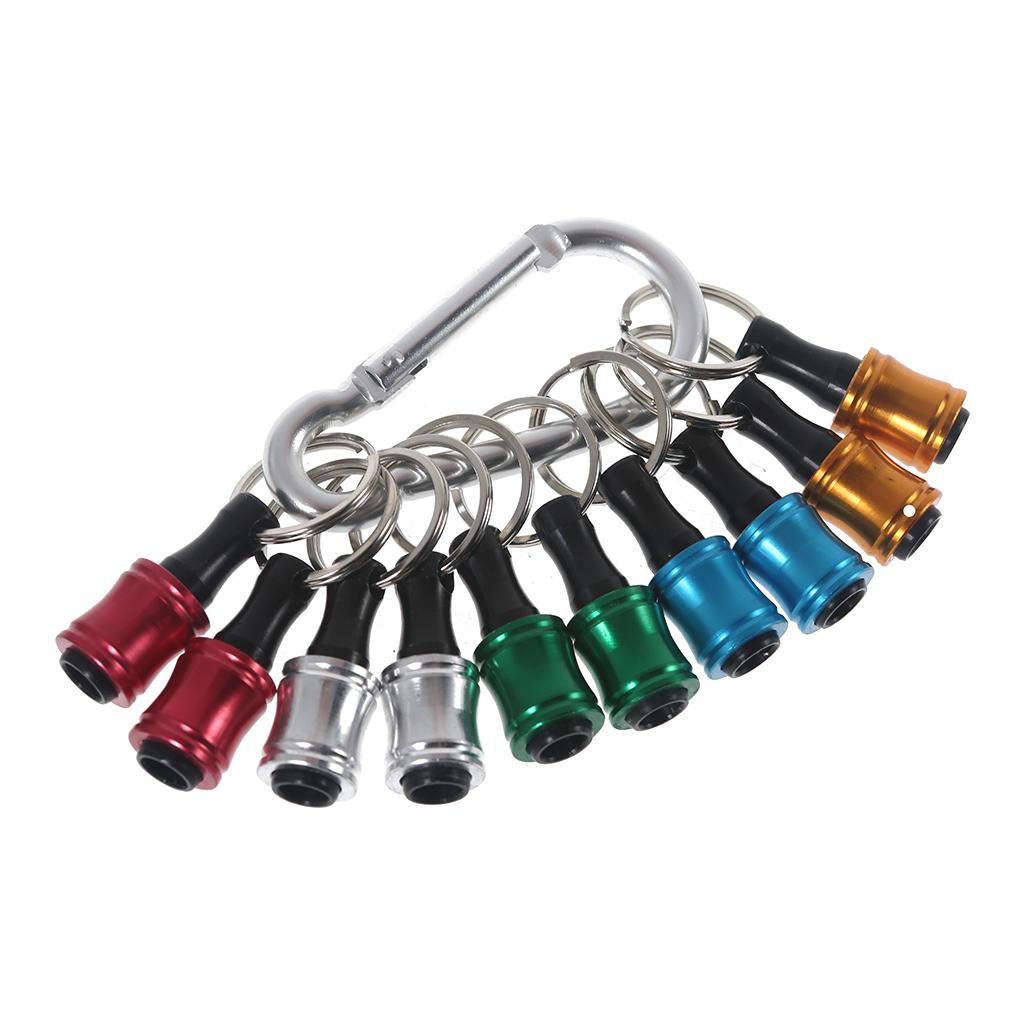 10pcs Keychain Extension Bar Quick Release Keychain Easy Change Screwdriver Bits Holder Set Extension Bar 1/4inch Hex