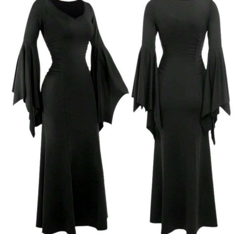Halloween Spice Girl Fashion Temperament Slim Dress Summer New Bat Sleeve Fishtail Dress Women's Witch