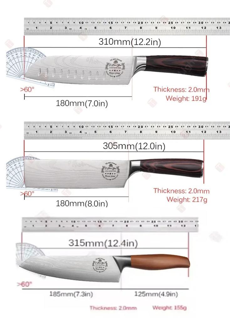 WXCOO Professional Chef's Knife Japanese Sharp Meat Cleaver Cooking Damascus Laser Kitchen with Gift Box Fruit Slicing Knife
