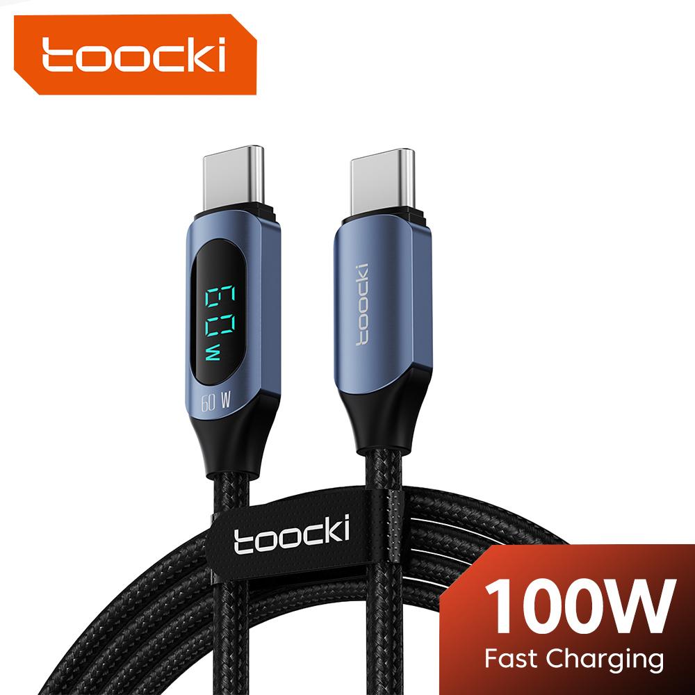 Toocki 100W USB C Cable for Samsung to 5A LED Digital Display High-Speed TypeC Wire for POCO Huawei USB Charger Data Cord