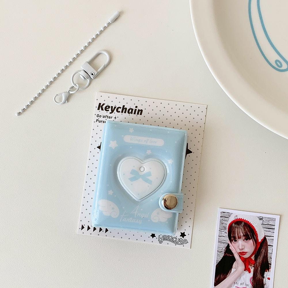 Durable 2-inch Card Storage Photocard Holder Wings Patterns With Keychain Kpop Idol Card Binder Photo Album
