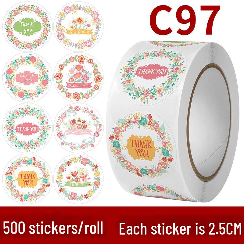 Floral Thank You Stickers: Cute Roll of Wedding Sealing Labels