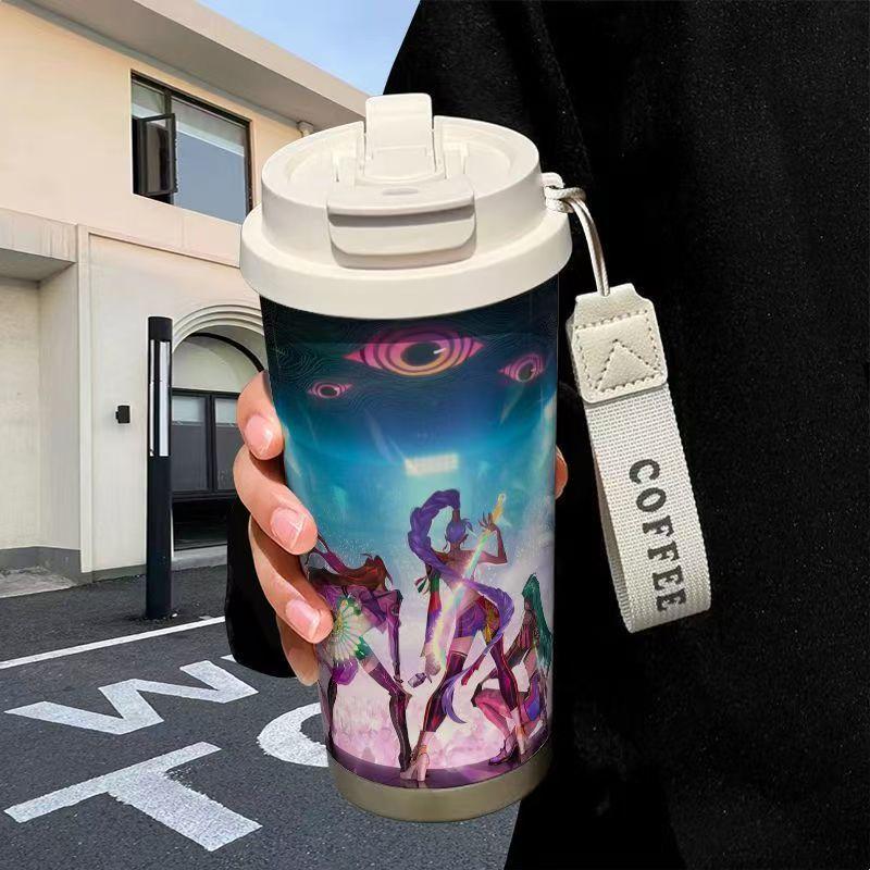 Witch Hunting Girl Group Thermos Cup Stainless Steel Straw Double Drink Large Capacity Coffee Cup Girl Gift High Value