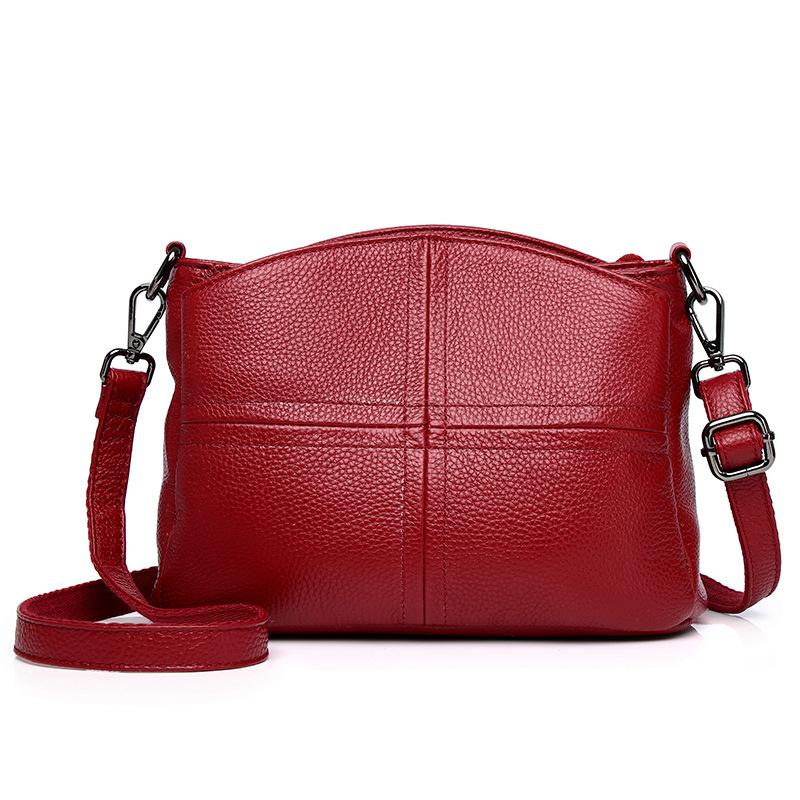 Bag Women'S Bag First Layer Cowhide Splicing Soft Leather Shell Bag One Shoulder Crossbody Handheld Mom Leather Underarm Bag