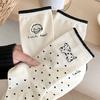 Ladies Summer Stripe Lovely Embroidery Deodorant Sweat Absorber Boneless Breathable Mid Tube Cotton Socks