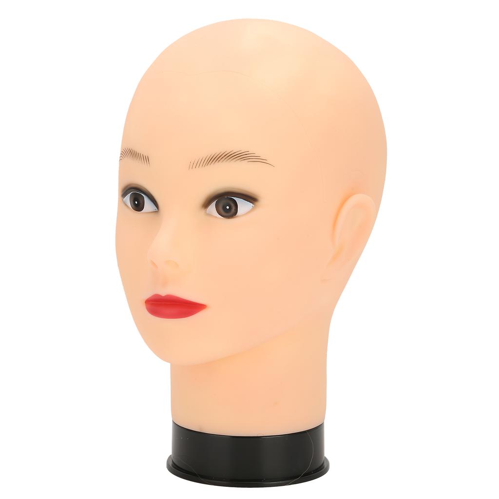 Testa di manichino calvo, pratica di trucco, cappello, parrucca, testa di manichino (Base nera)con il trucco