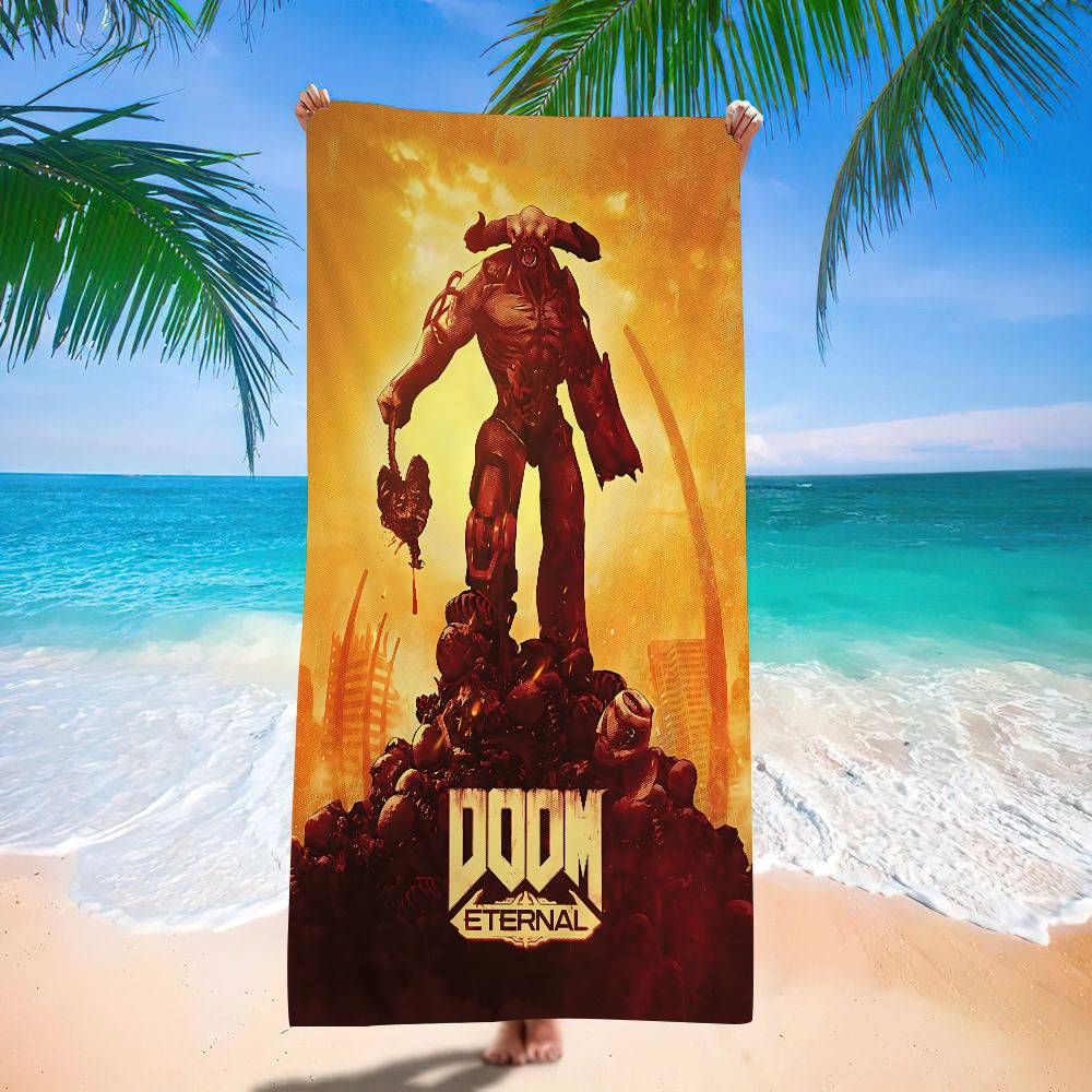 Cool Movie D-Doom Anime Beach Swimming Towel Soft Absorbent Washcloth Children's Gifts For Kids Travel Camping Gym