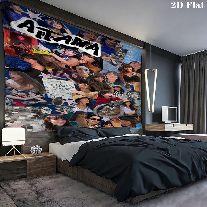 Aitana Name Wandteppich Ästhetischer Wandbehang Bedruckter Stoffdecke Dekorative Wandteppiche für Schlafzimmer Wohnzimmer Heimdekoration