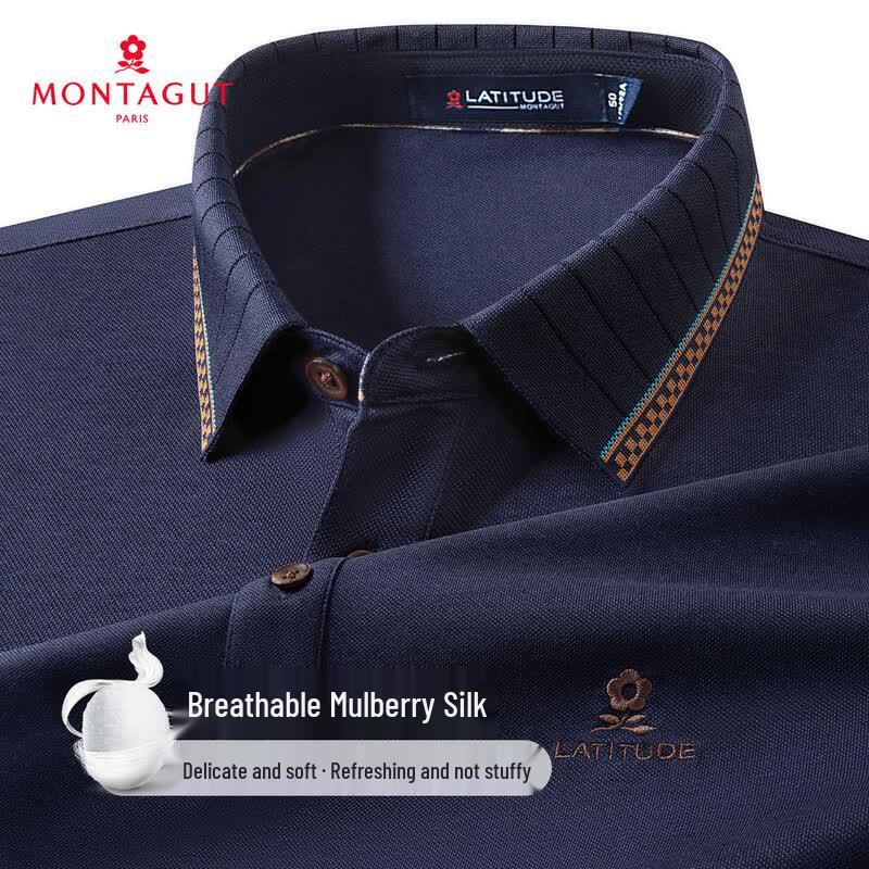 

MONTAGUT Men s Breathable Mulberry Silk Polo Shirt 56