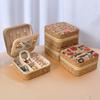 Luxurious Simple Square Multifunctional Portable Travel Jewelry Box High-Grade Leather Floral Pattern Zipper Closure