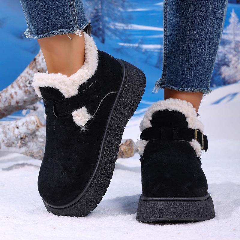Fleece thick-soled women's new winter one-pedal heightening warm cotton shoes large-size snow boots