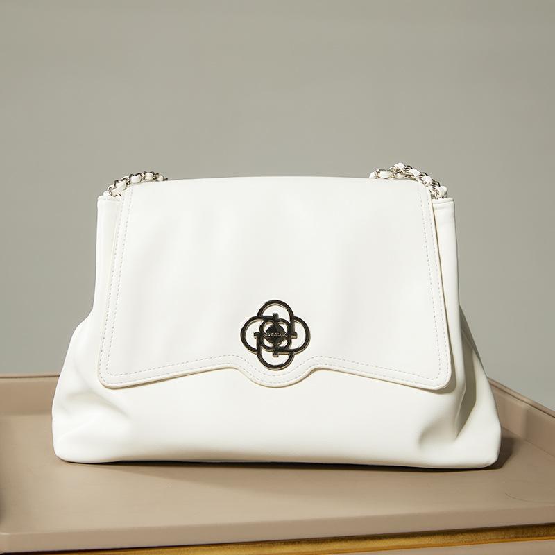 

Tote bag simple self-operated brown black white large-capacity shoulder bag chain tote bag белый