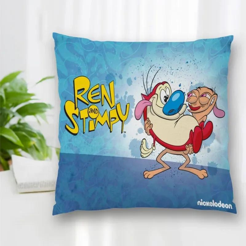 Hot Sale Custom Decorative Pillowcase Ren and Stimpy Cartoon Square Zippered Pillow Cover Best Nice Gift 40x40cm