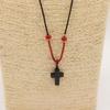 Cord Necklace Gemstone Pendant – Black Agate Cross