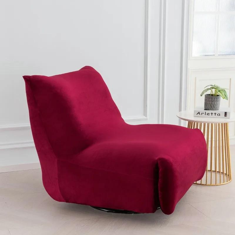 Velvet Single Seated Fireside Chair Cover with Elastic Bottom Stretch Armless Lounge Chaise Slipcover Removable Furniture Cover