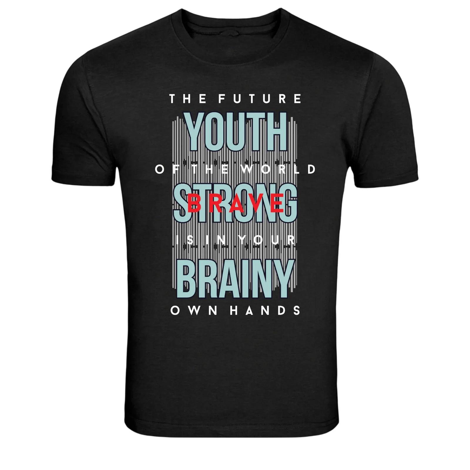 Future Youth Strong Brave Quote Graphic T-Shirt XS