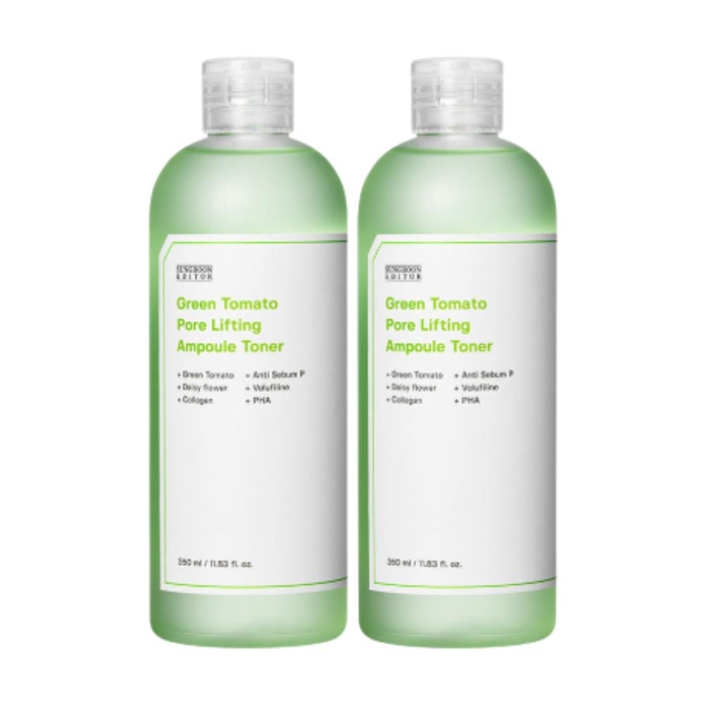 SUNGBOON EDITOR Green Tomato Pore Soothing NMN Hyaluronic Acid Toner 350ml, Pack of 2 | Pore Tightening & Deep Hydration