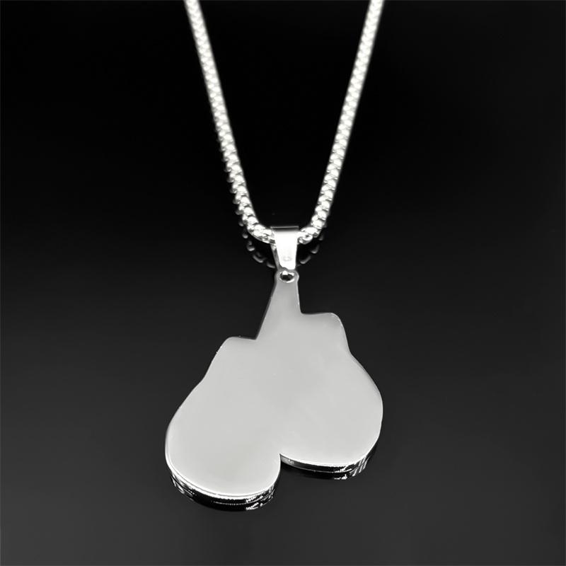 Boxing Glove Flash Pendant Necklace For Women Men Stainless Steel Black Silver Color Man Power Chain Jewelry Collar