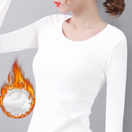 

Женские термотопы с круглым вырезом, длинным рукавом, бархатной подкладкой, облегающие однотонные теплые футболки L белый