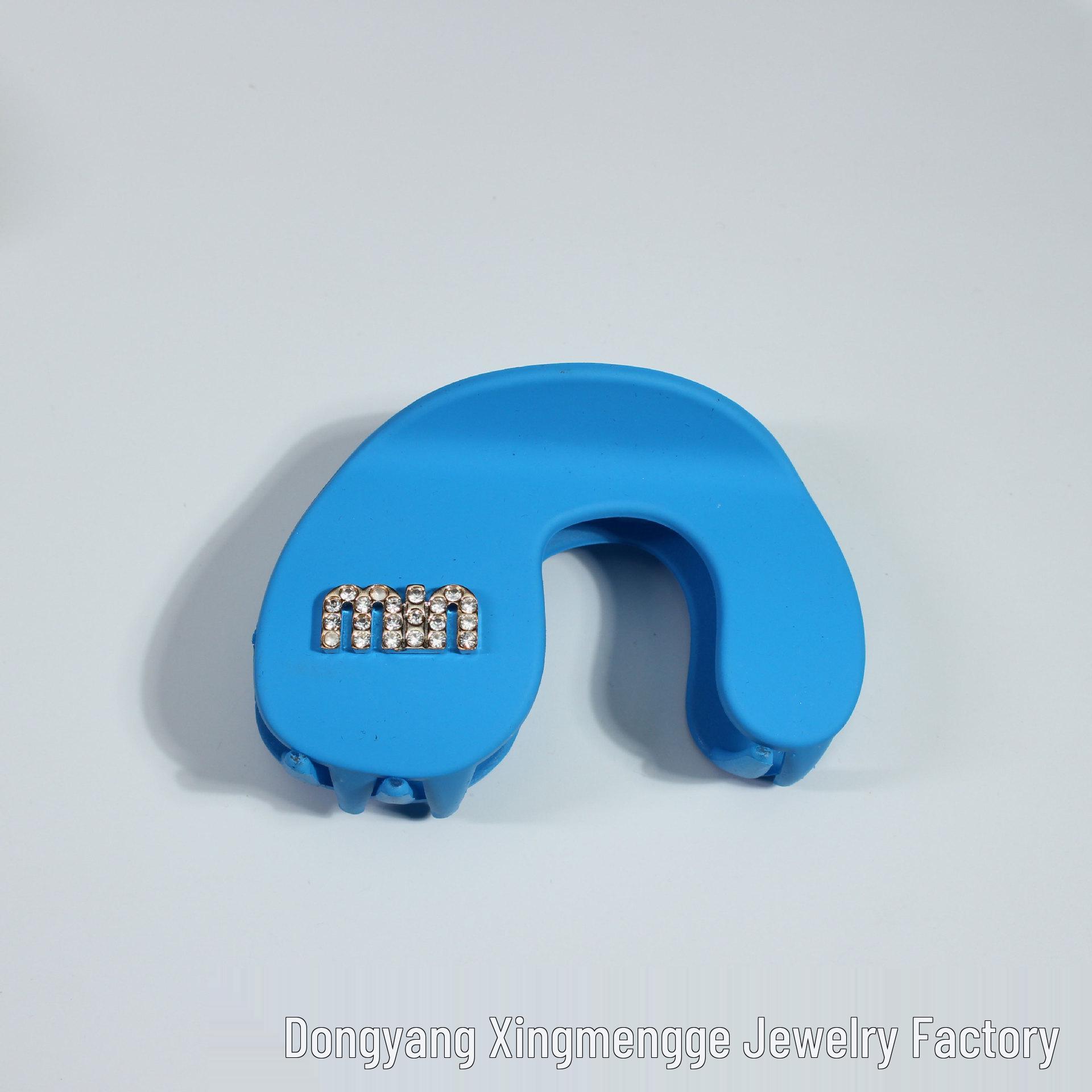 

European & American High-End Acetate U-Shaped Zigzag Hair Clip: Elegant French Versatile Shark Claw синій