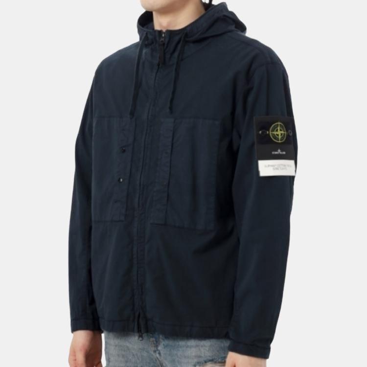 Stone Island Logo Pocket Hooded Zip Long Sleeve Jacket Men Jacket Navy-Blue K1S1541000-91S0010-V0020