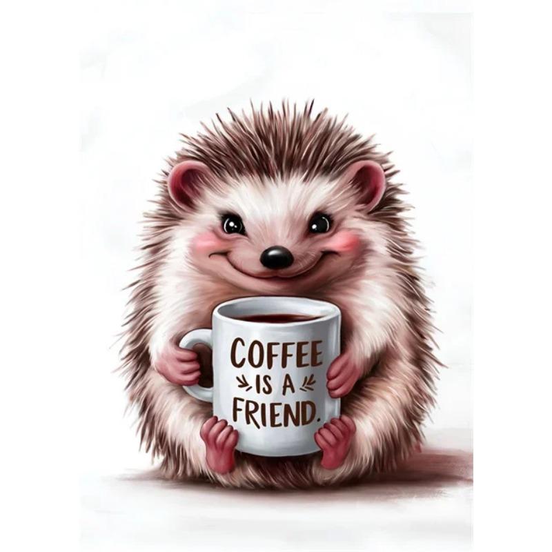 

Смешные картины для стен Животные Кофе Портретные постеры Печать на холсте Искусство Ленивец Мопс Собака и Кофе Роспись Милый Домашний Декор Картина 21cm×30cm NoFrame