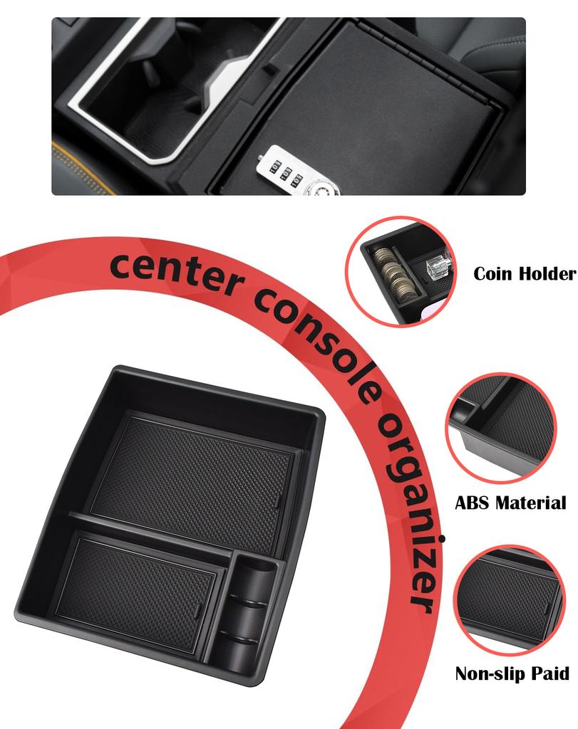 Center Console Tray for Toyota Tacoma 2025 Armrest Box Storage Car Center Console ABS Accessories Car Storage Insert Organizer