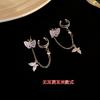 Silver Needle Zircon Butterfly Pendant Earrings Earrings Clips Personalized Design Sense Fashion Exquisite Earrings Light Luxury Premium Earrings