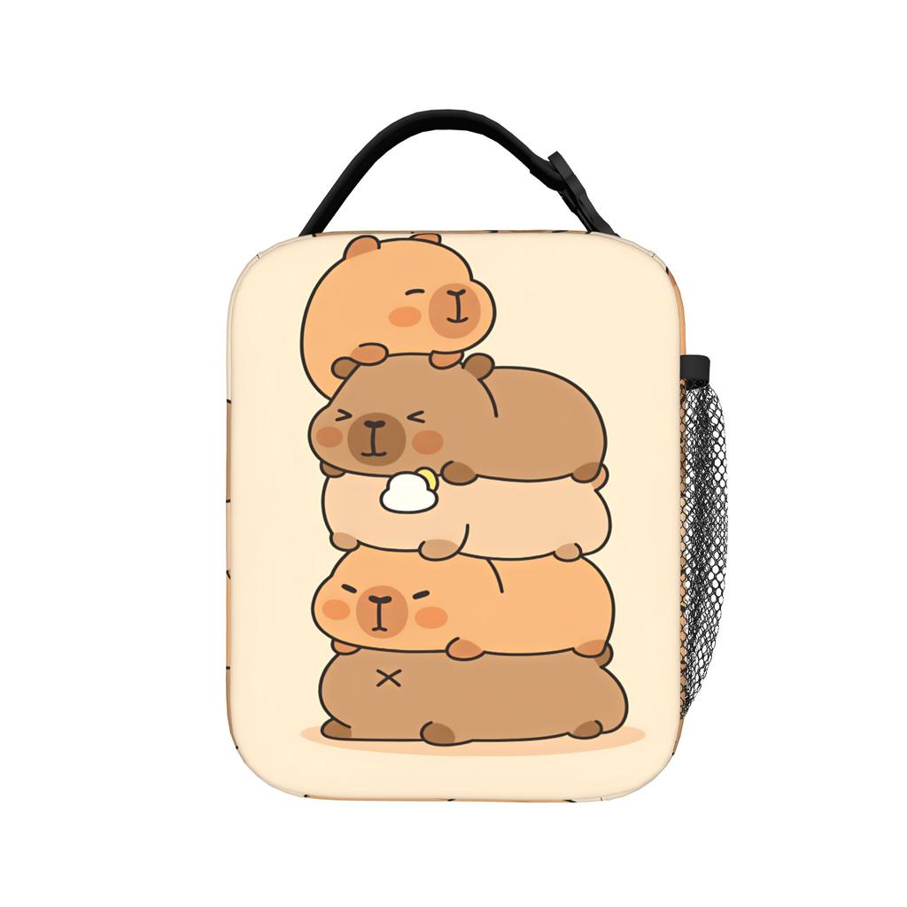 Capybara Cartoon Lunch Bag School Lunch Box For Women Fun Print Tote Food Bags Oxford Convenient Cooler Bag