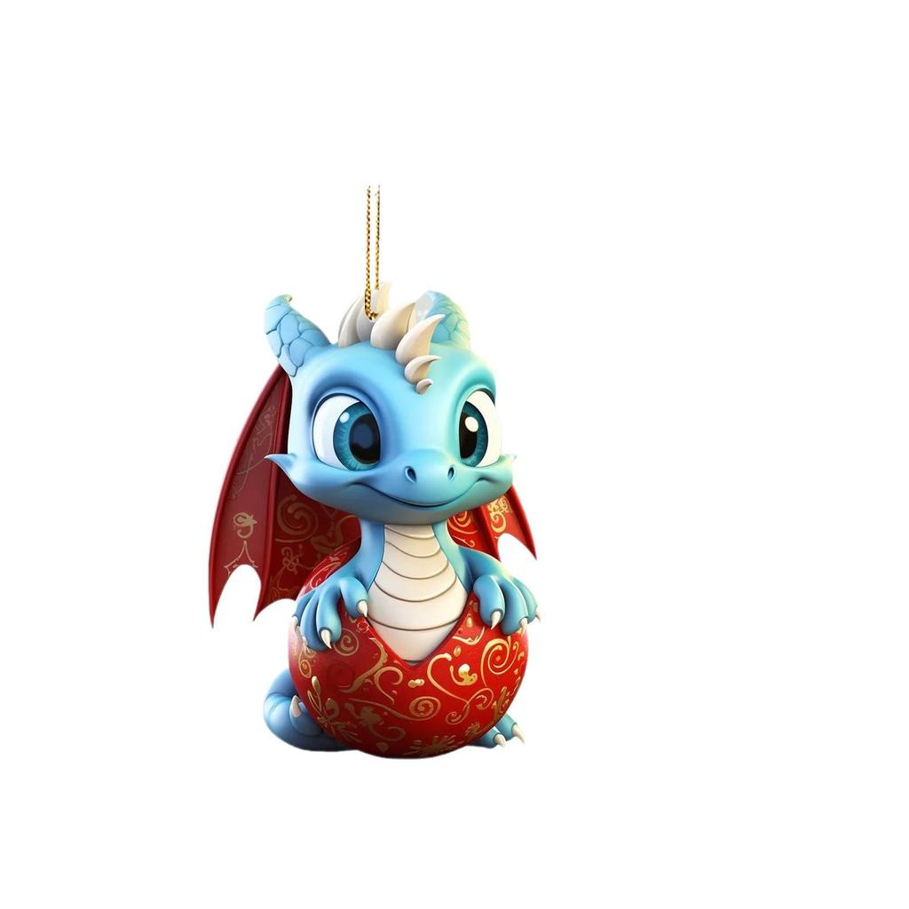 Christmas Tree Dragon Pendant & Keychain Ornament - Acrylic Egg Decoration